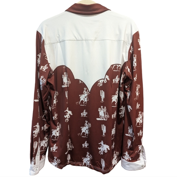 RANCH DRESSN Fallon Taylor Brown Buckaroo Performance Rodeo Cowgirl shirt sz XL - Picture 8 of 13